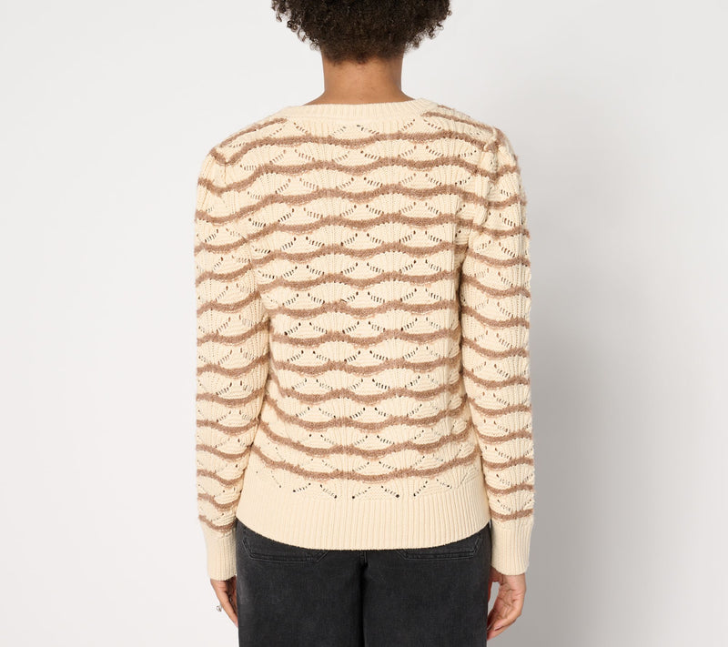 AnyBody Textured Pointelle Puff Sleeve Sweater — View 2