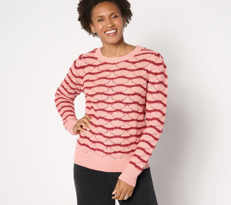 AnyBody Textured Pointelle Puff Sleeve Sweater — View 10