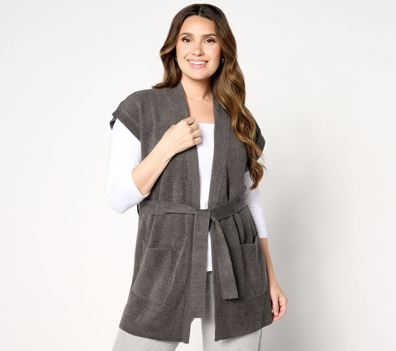 Barefoot Dreams CozyChic Ultra Lite Waist Tie Vest — View 5