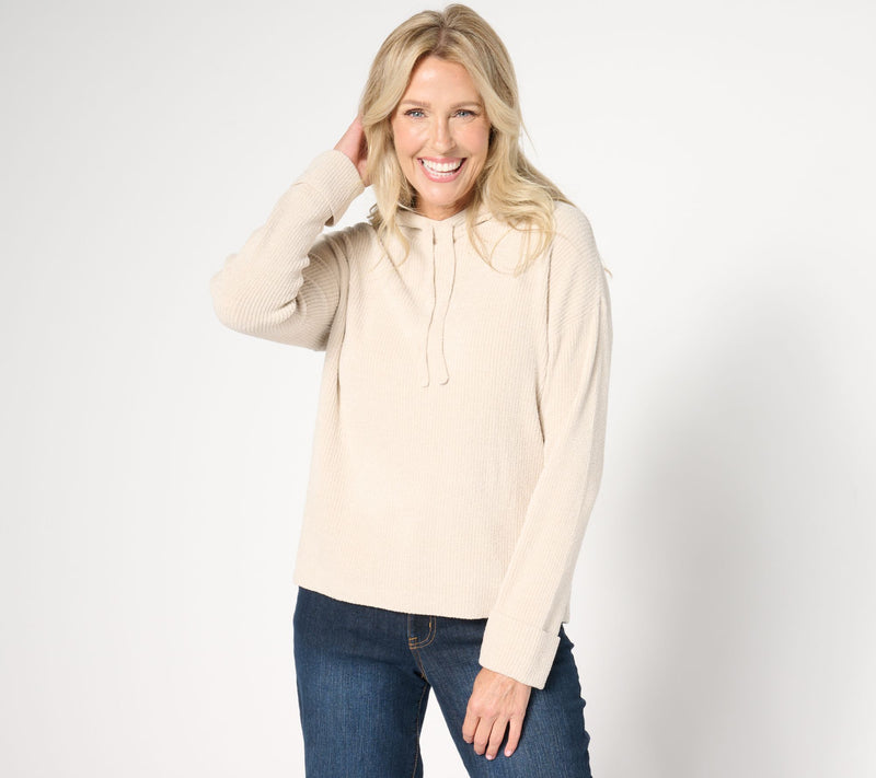 Barefoot Dreams CozyChic Ultra Lite Ribbed Cuff Hoodie — View 9