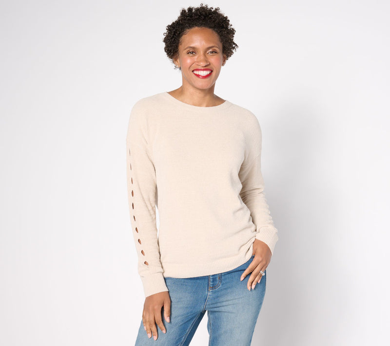 Barefoot Dreams CozyChic Ultra Lite Sleeve Detail Pullover — View 9