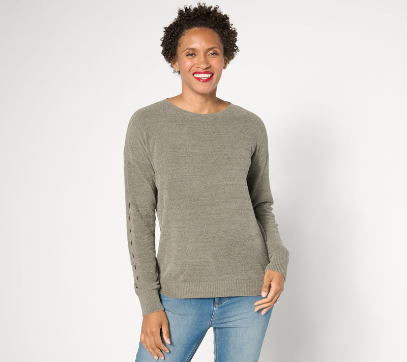 Barefoot Dreams CozyChic Ultra Lite Sleeve Detail Pullover — View 7