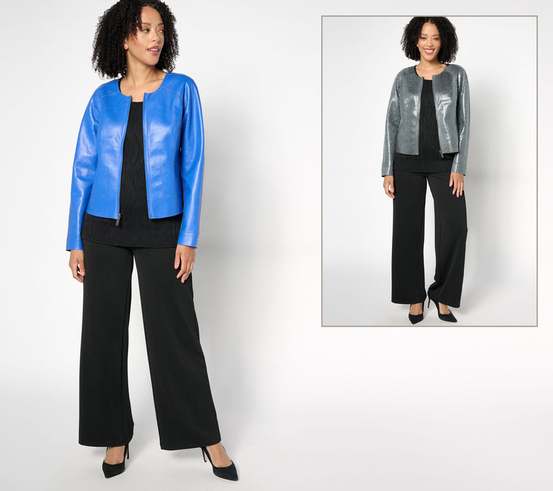Women with Control Reversible Faux Leather Jacket — View 13