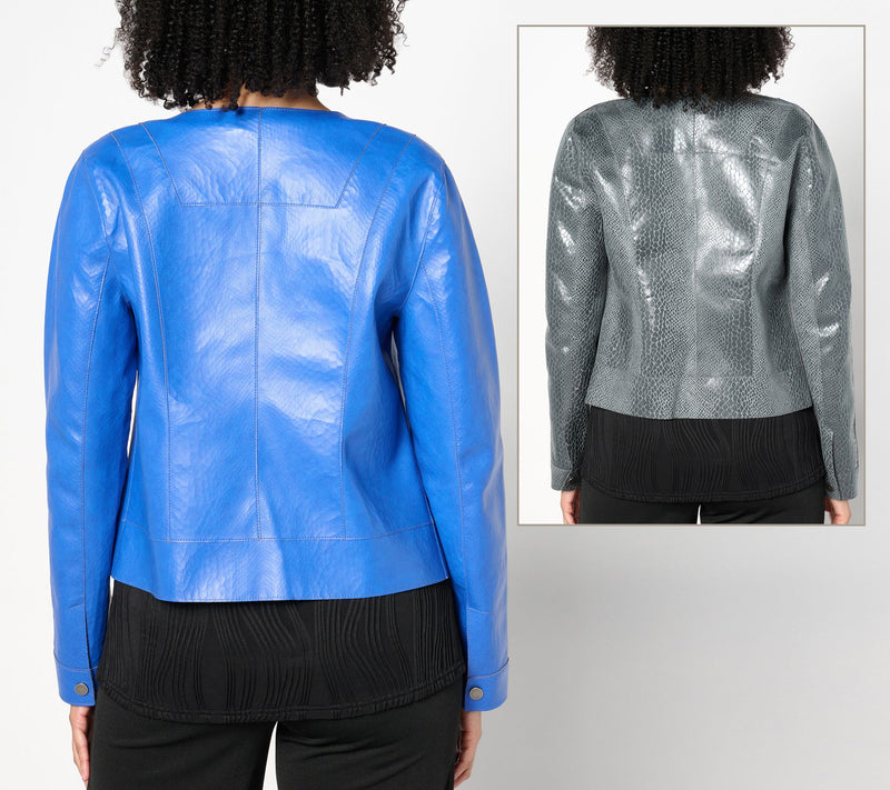 Women with Control Reversible Faux Leather Jacket — View 12