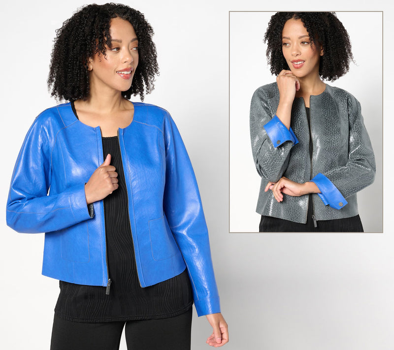 Women with Control Reversible Faux Leather Jacket — View 11