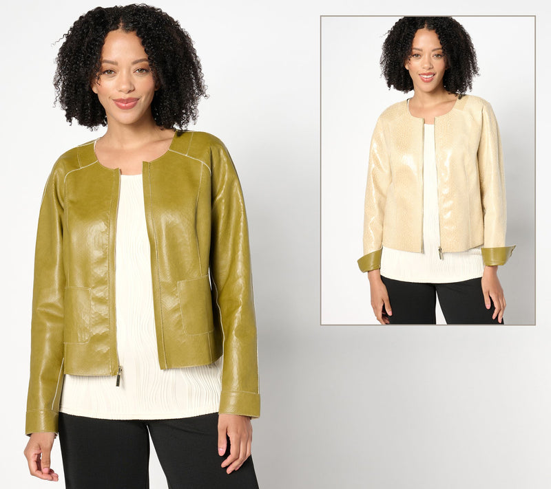 Women with Control Reversible Faux Leather Jacket — View 7