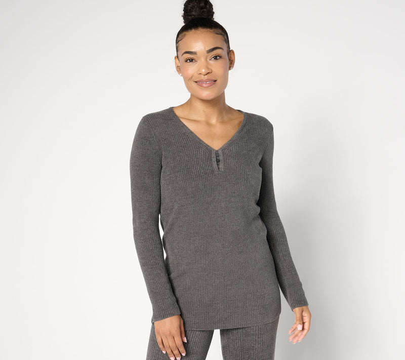 Barefoot Dreams CozyChic Ultra Lite Ribbed Button Tunic — View 5