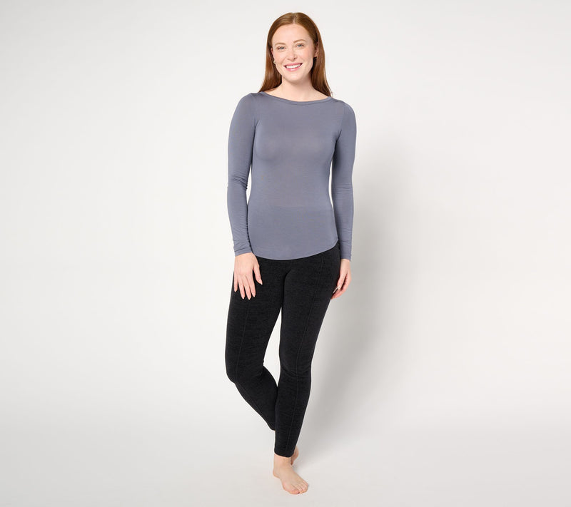 Barefoot Dreams MC Modal Peached Jersey Boatneck Long Sleeve Tee — View 16