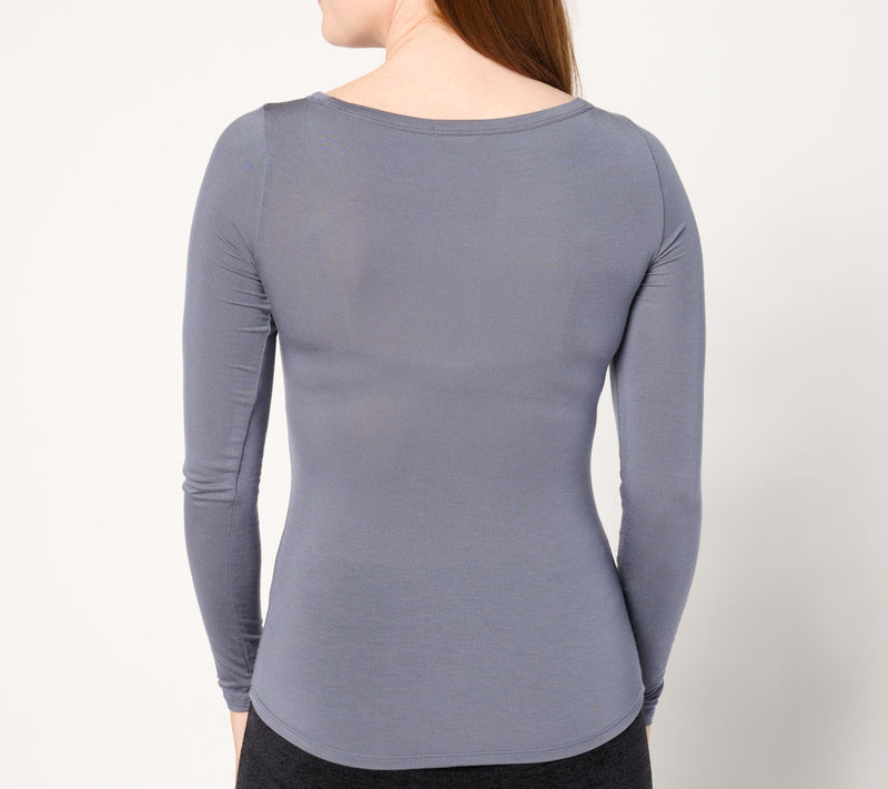 Barefoot Dreams MC Modal Peached Jersey Boatneck Long Sleeve Tee — View 15