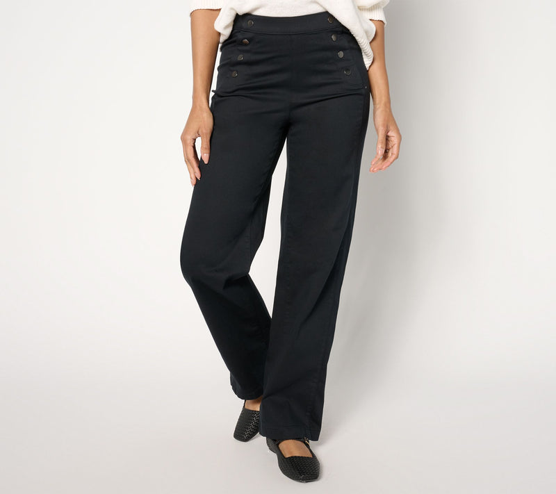 Susan Graver Regular Trouser Twill Pant with Button Detail — View 9