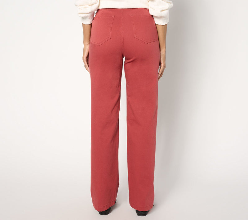 Susan Graver Petite Trouser Twill Pant with Button Detail — View 10