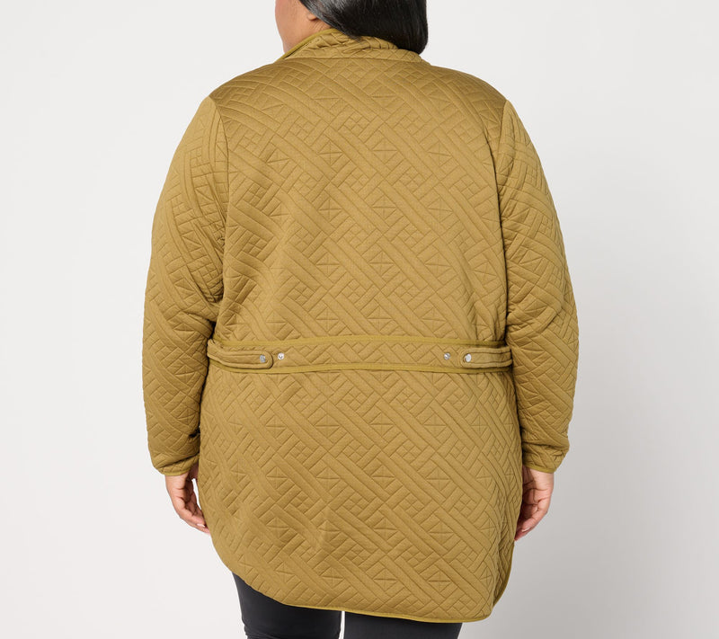Sport Savvy Petite Quilted Knit Long Snap Front Jacket — View 10