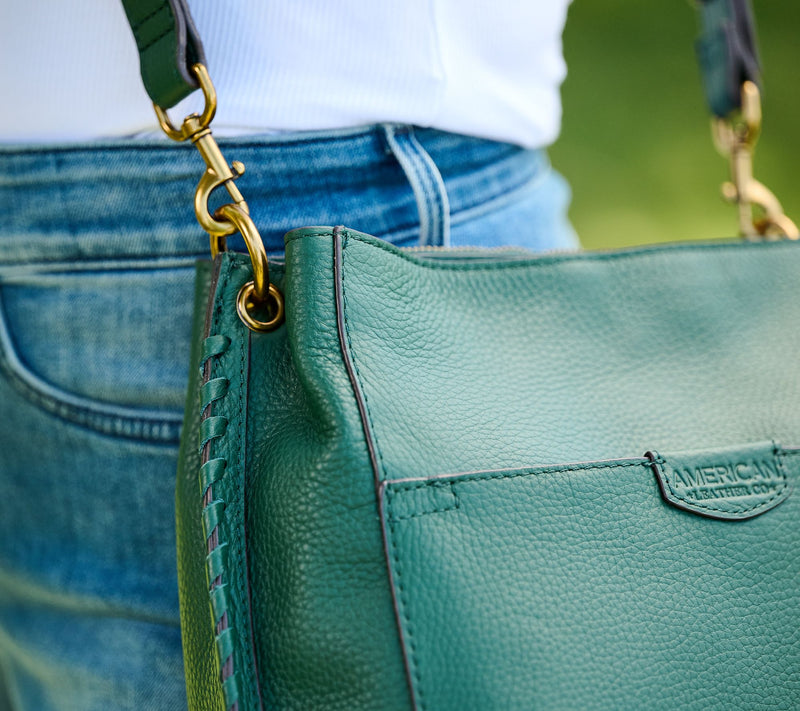 American Leather Co. Pebble Leather Triple Entry Luca Crossbody — View 19