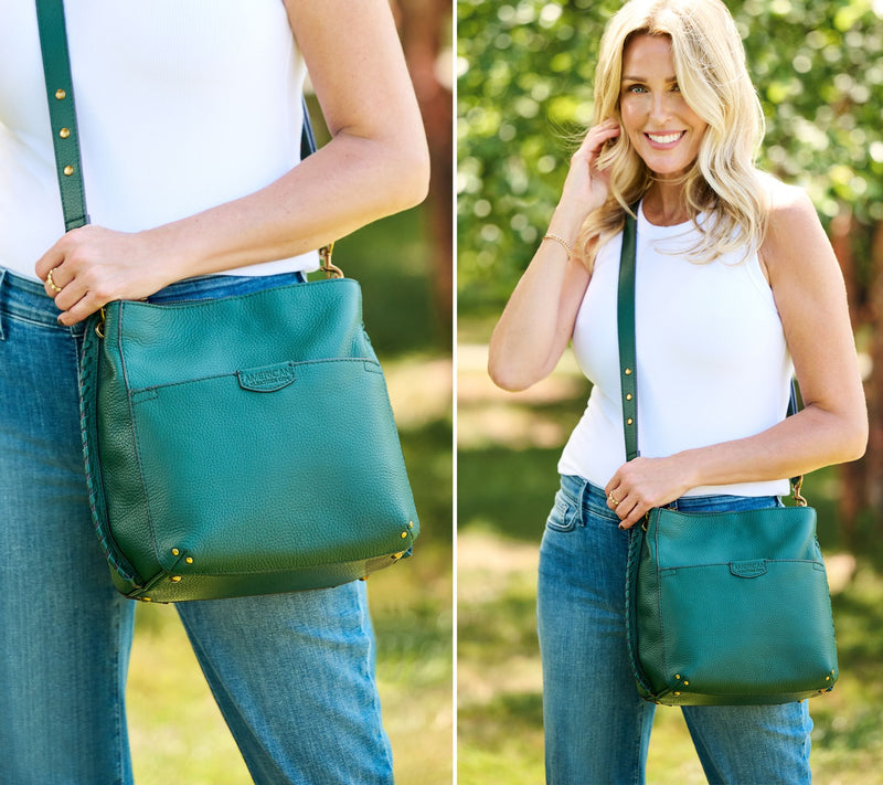 American Leather Co. Pebble Leather Triple Entry Luca Crossbody — View 22