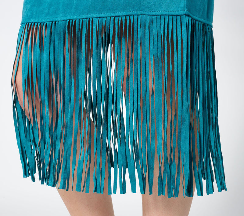 American West by Carolyn Pollack Faux Suede Dress w/ Fringe — View 4