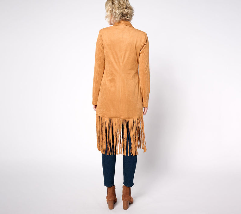 American West by Carolyn Pollack Faux Suede Fringe Jacket — View 2