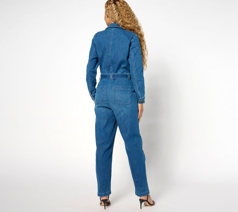 Me by Jennie Garth Petite Indigo Denim Jumpsuit — View 2