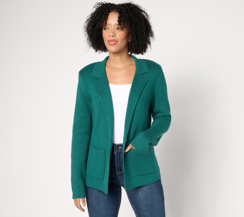 Isaac Mizrahi Live! Estate Single-Button Milano Stitch Sweater Blazer — Main view