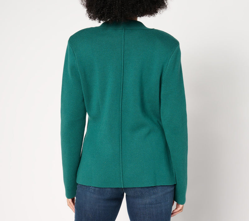 Isaac Mizrahi Live! Estate Single-Button Milano Stitch Sweater Blazer — View 13