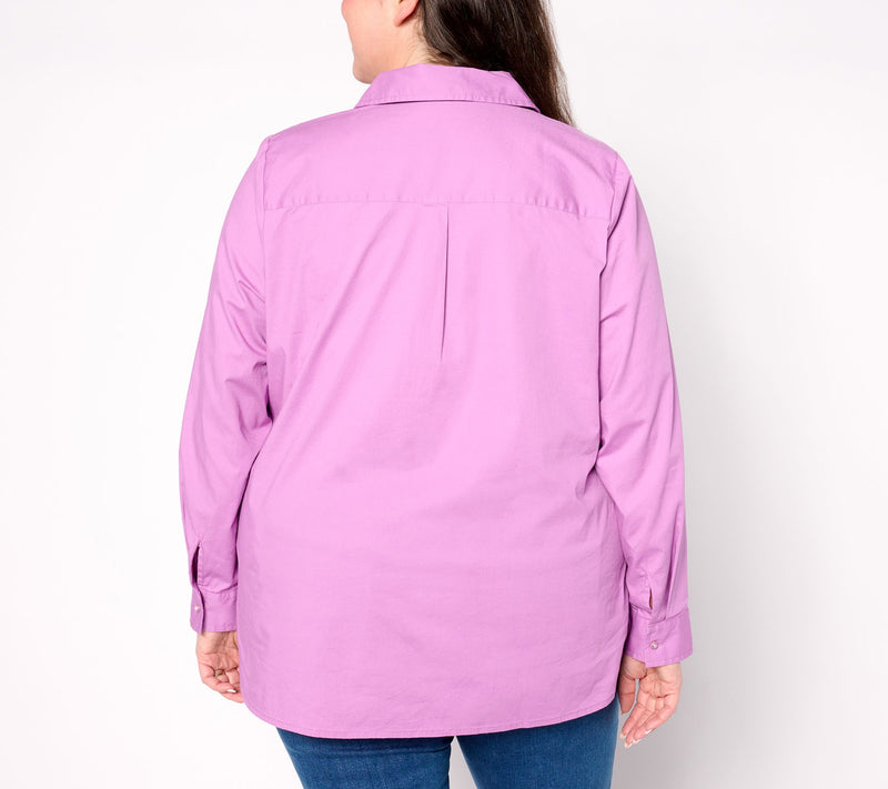 Denim & Co. Signature Poplin Button Down Tunic — View 8