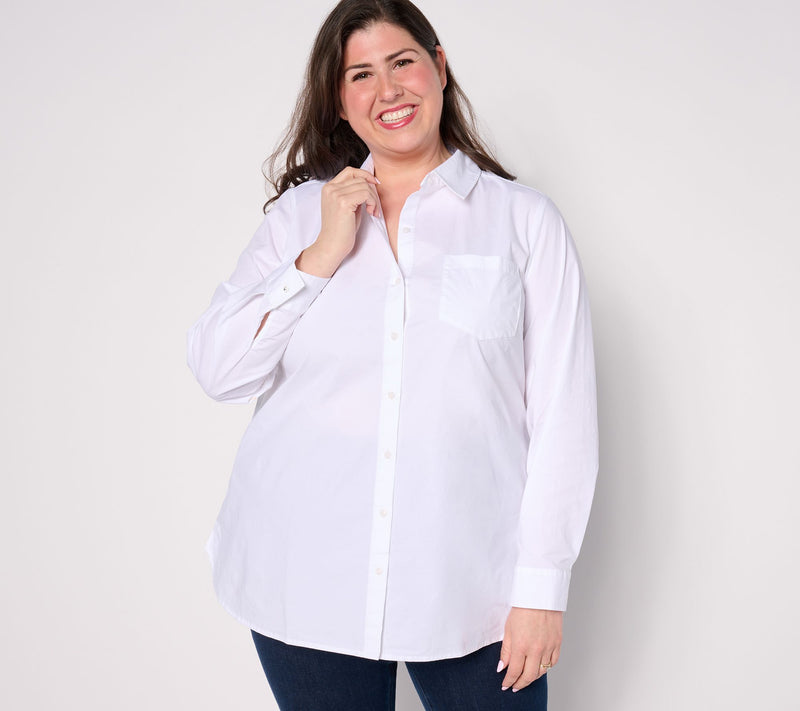 Denim & Co. Signature Poplin Button Down Tunic — View 5