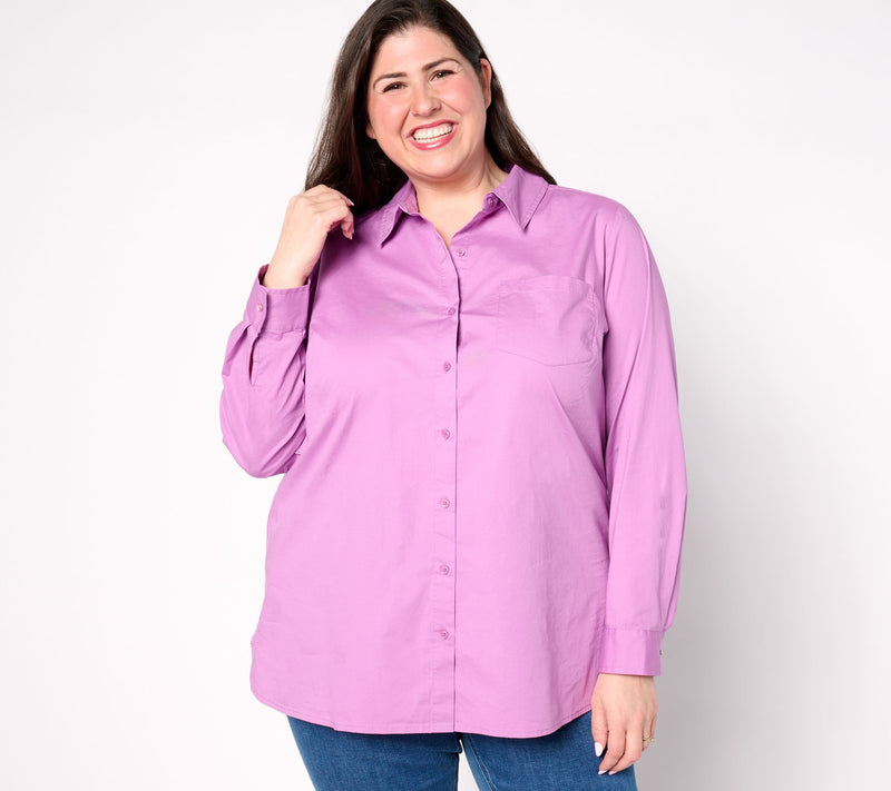 Denim & Co. Signature Poplin Button Down Tunic — View 7