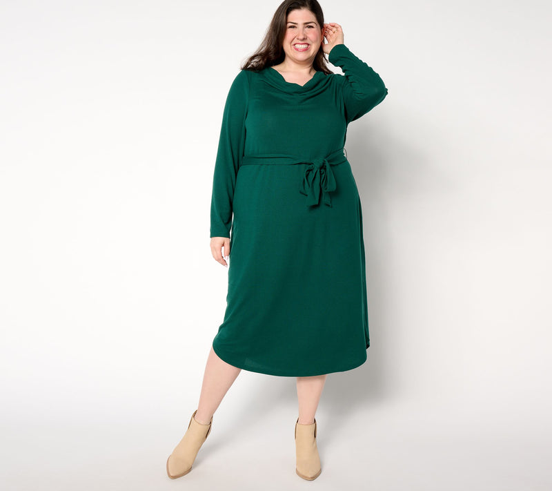 Denim & Co. Regular Heavenly Jersey Long-Sleeve Midi Dress — Main view