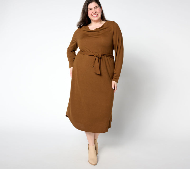 Denim & Co. Regular Heavenly Jersey Long-Sleeve Midi Dress — View 10