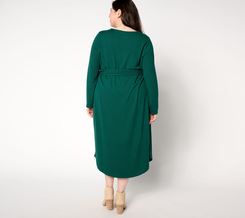 Denim & Co. Petite Heavenly Jersey Long Sleeve Midi Dress — View 2