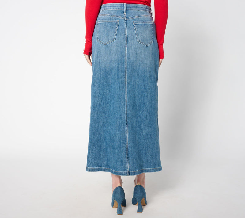 NYDJ High Rise Long Denim Skirt w/ Slit — View 2