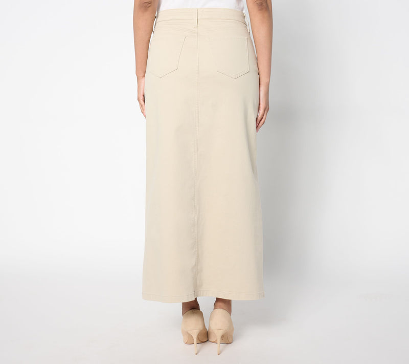 NYDJ High Rise Long Denim Skirt w/ Slit - Feather — View 2