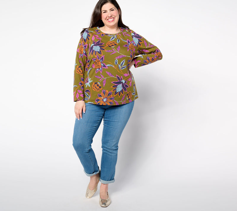 Denim & Co. Printed Perfect Jersey Long Sleeve Top — View 3