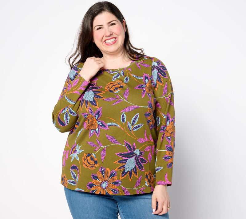 Denim & Co. Printed Perfect Jersey Long Sleeve Top — View 10