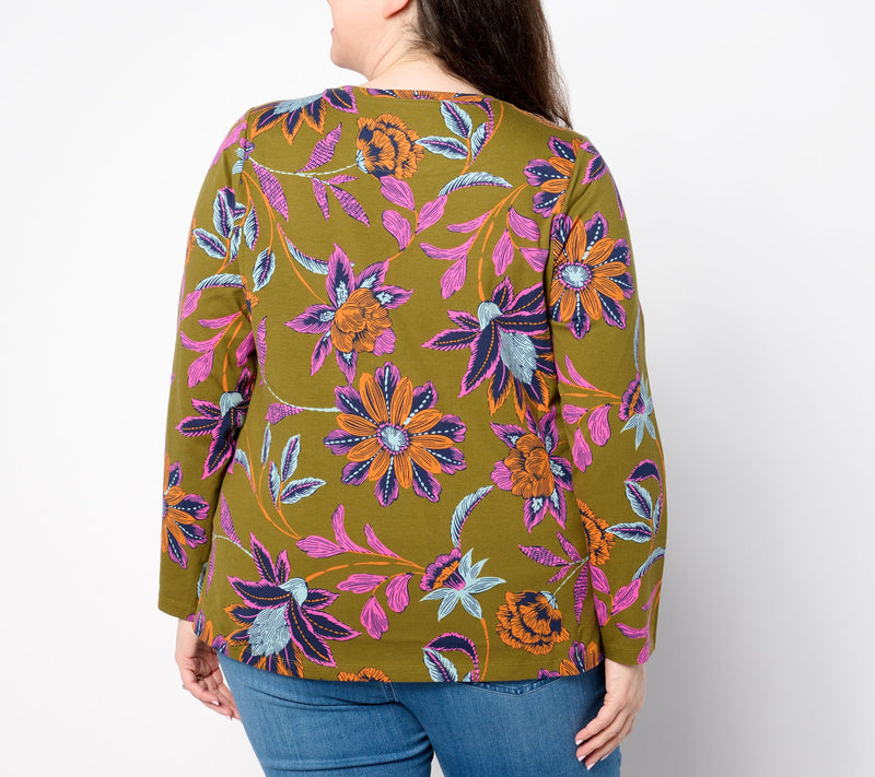 Denim & Co. Printed Perfect Jersey Long Sleeve Top — View 2