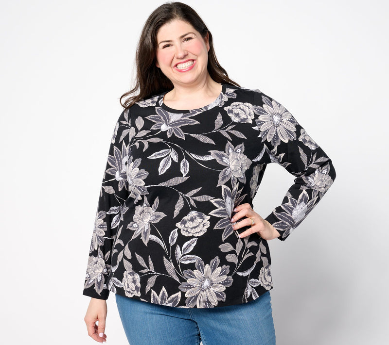 Denim & Co. Printed Perfect Jersey Long Sleeve Top — View 12