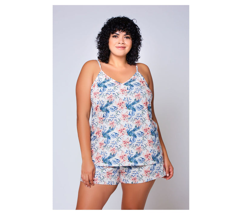 iCollection Knit Printed Cami & Short Set — View 8