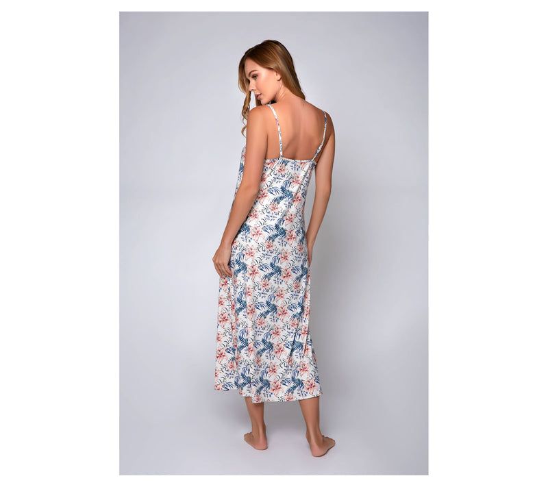 iCollection Knit Printed Maxi Lounge Dress — View 4