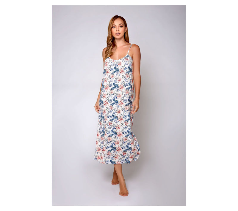 iCollection Knit Printed Maxi Lounge Dress — View 3