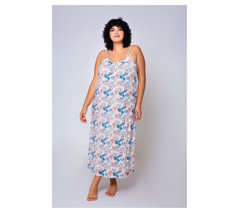 iCollection Knit Printed Maxi Lounge Dress — View 8