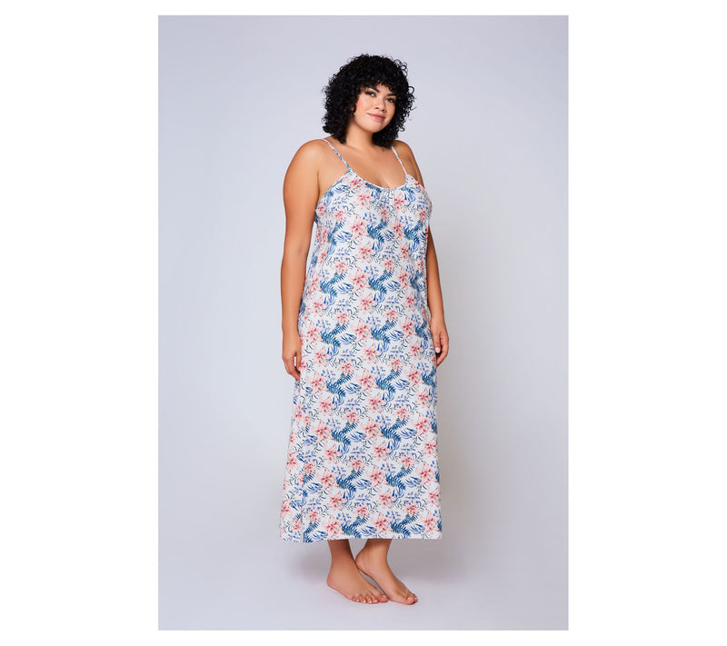 iCollection Knit Printed Maxi Lounge Dress — View 7