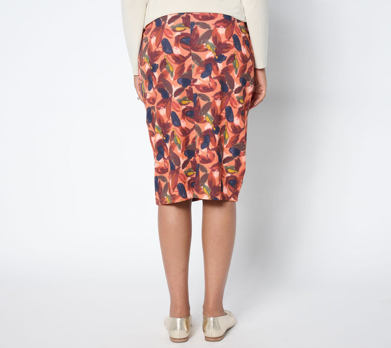Denim & Co. Regular Printed Knit Knit Twill Pull-On Skirt — View 2