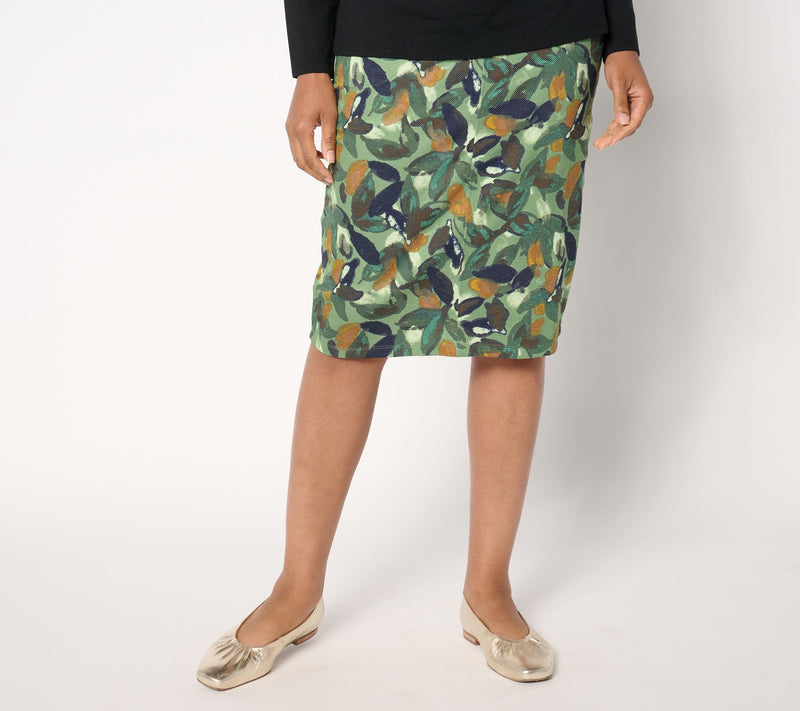 Denim & Co. Regular Printed Knit Knit Twill Pull-On Skirt — View 10