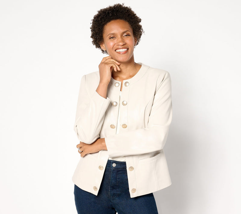 GRAVER Susan Graver Faux Leather Long Sleeve Jacket — View 9