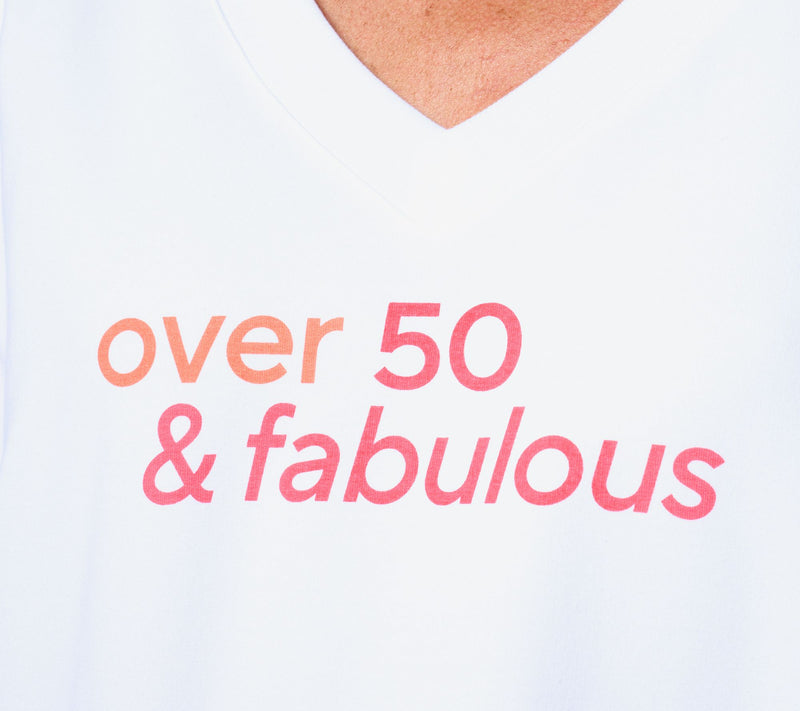 Over 50 and Fabulous V-Neck Long- Sleeve Graphic Sweatshirt — View 4