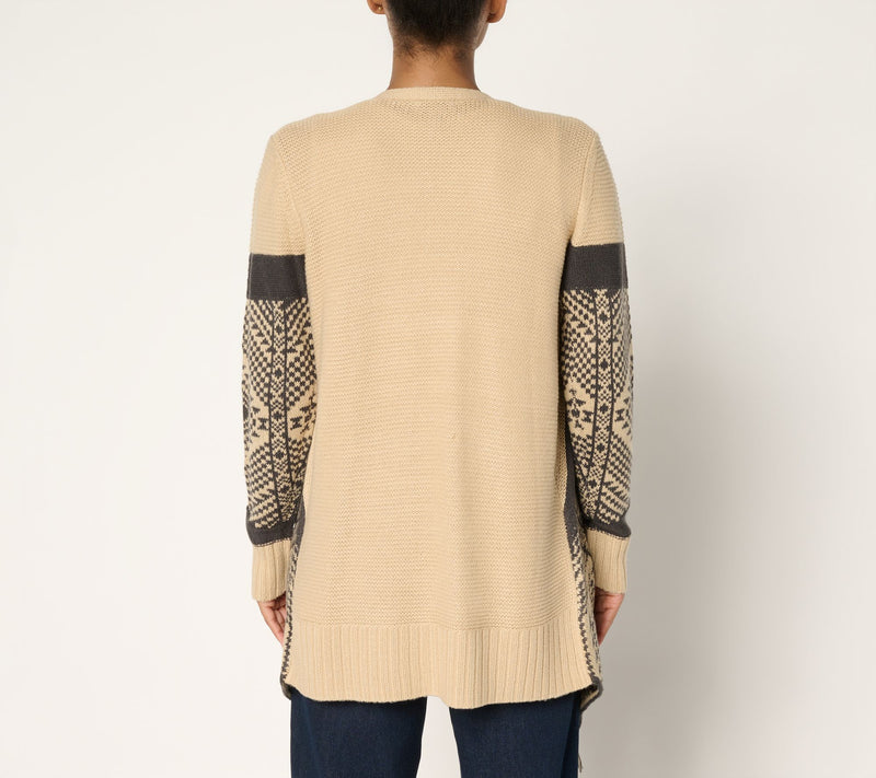 Denim & Co. Canyon Retreat Drape Front Cardigan with Fringe — View 4