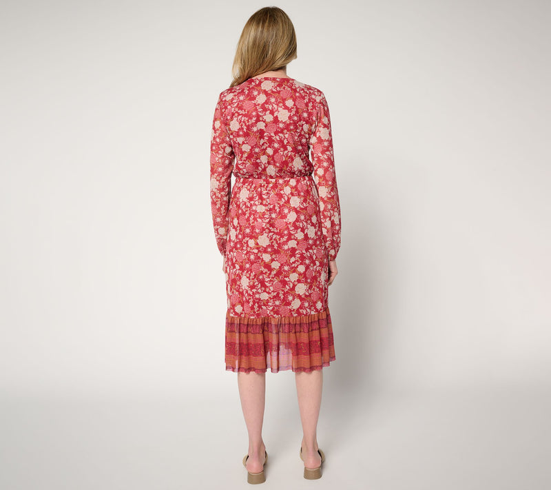 Denim & Co. Canyon Retreat Printed Long Sleeve Midi Dress — View 4