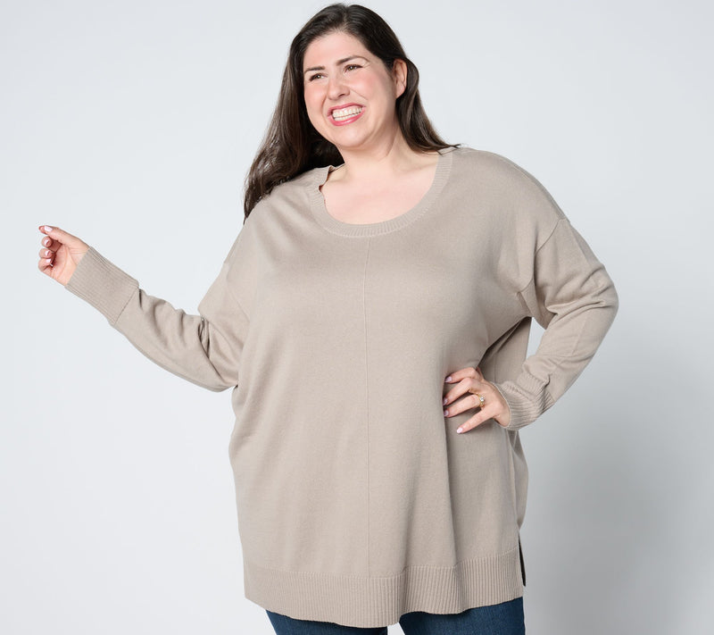 Denim & Co. Signature Scoop Neck Long Sleeve Tunic Sweater — View 9