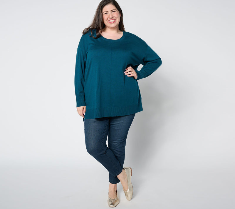 Denim & Co. Signature Scoop Neck Long Sleeve Tunic Sweater — View 3
