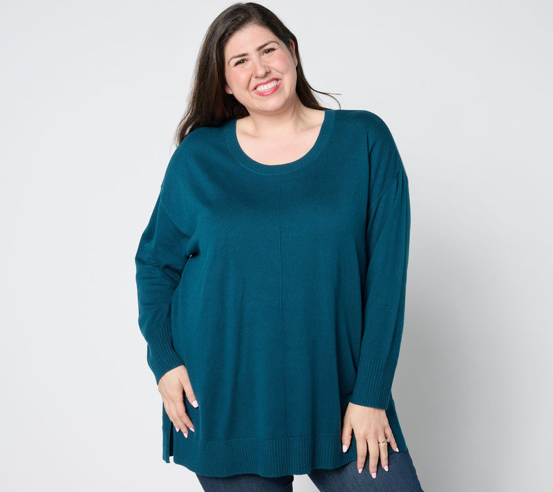 Denim & Co. Signature Scoop Neck Long Sleeve Tunic Sweater — View 11