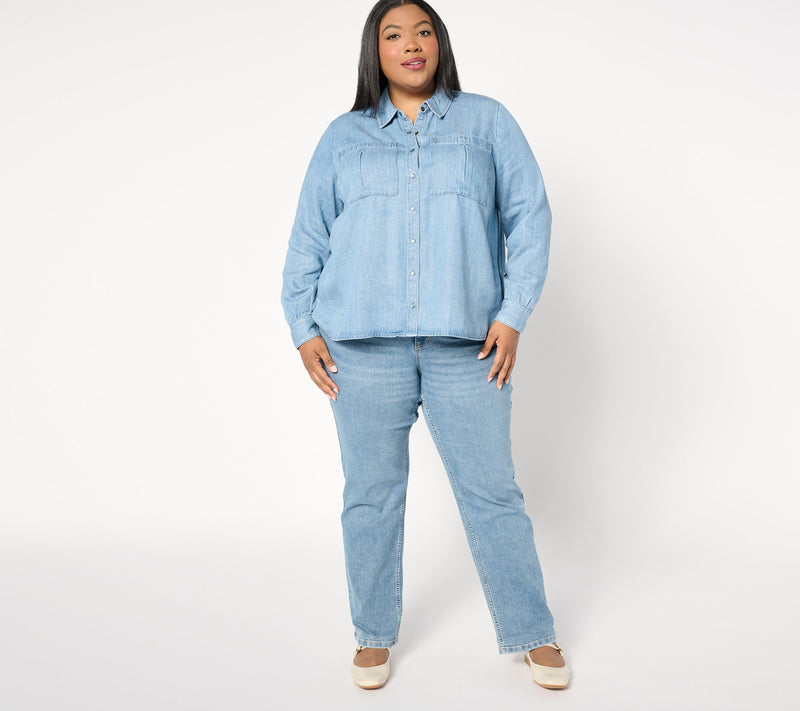 Me by Jennie Garth Regular Indigo Johnny Straight Leg Jeans — View 9
